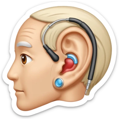Ear with hearing aid sticker