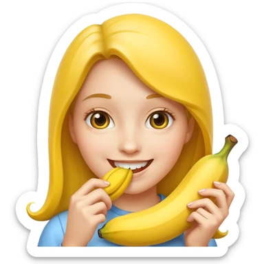 a girl sucking an banana emoji sticker
