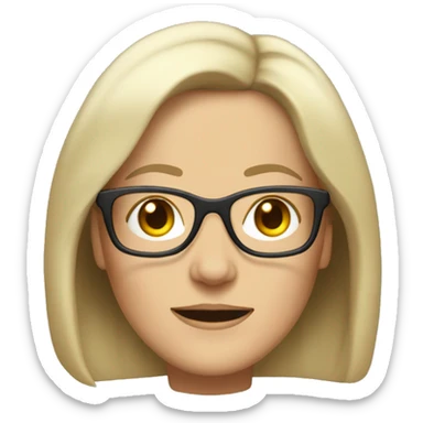 middle age white woman with shoulder length hair and glases sticker