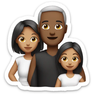 Family of 3- mum-dad-baby girl-2 cats 1white 1 black sticker