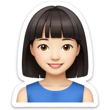 asian girl blunt fringe shoulder length hair sticker