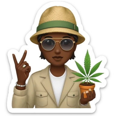 gang dealer with cannabis on a hand sticker