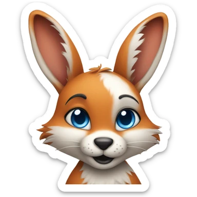 bunny with blue eyes and a fox hugging. The fox has a tattoo on its arm sticker