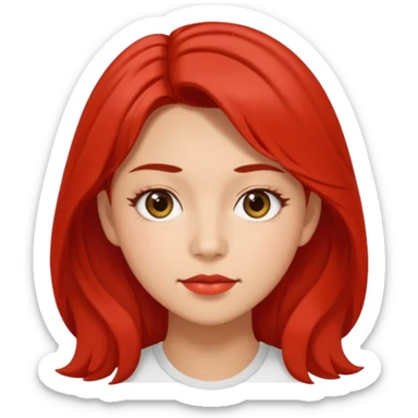 A woman in her 20s with medium hair without bangs, with double eyelids, a round face shape, with a confident look on her face. And her nickname is tomato. sticker