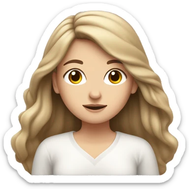 White girl with brown hairs have meditation in the mountains  sticker