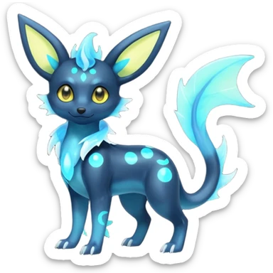 Shiny Aural Iridescent Fluorescent Bioluminescent Umbreon-Amaura-Salandit-Vaporeon-Fakémon-fusion (full body) sticker