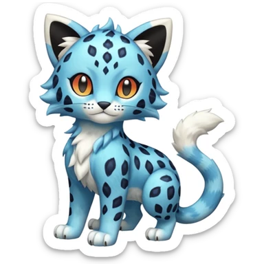 Icy Elemental Pawny Cute Innocent Liepard-Amaura-Litten-Sprigatito-Pokémon-fusion-creature (full body) sticker