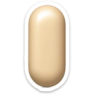 Singular glossy coated oblong beige pill capsule sticker