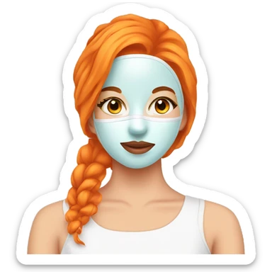 Girl with orange hair with face mask spa beauty full face relaxing sticker