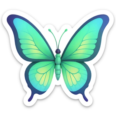 fantasy butterfly with large symmetrical wings in green #c0ff53, glowing softly with gradient highlights, magical sparkles, dreamy aura, transparent PNG, 3D cartoon digital fantasy art style sticker