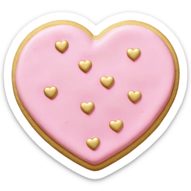 pink buttercream sugar cookie with gold heart sprinkles  sticker