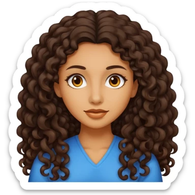 Mujer piel canela y pelo rizado largo oscuro  sticker