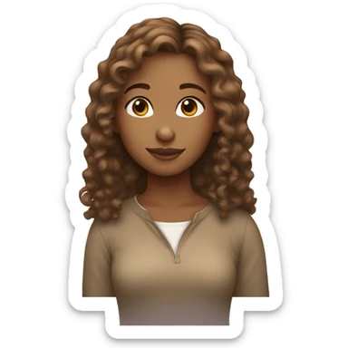 brown(light) girl with straightish curly hair sticker