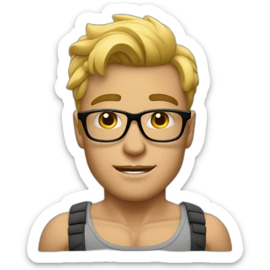 a guy fashion very bodybuilder glasses, developper with mac book sticker