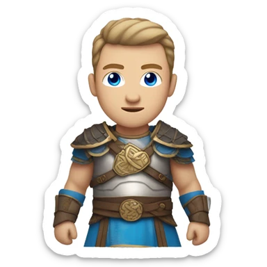 British white male with skin fade brown hair and blue eyes wearing a Mongolian warrior outfit sticker
