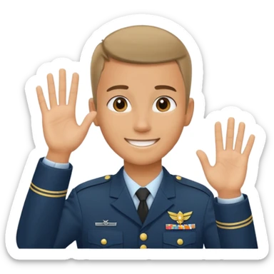 joven trigueno corte militar sonrisa bonita mano arriba sticker