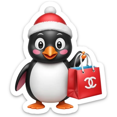 pingu holding Chanel gift bags sticker
