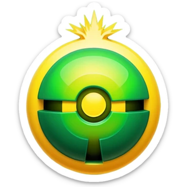 create a radioactive bomb emoji, which has a gradient of green to yellow, make the bomb have breaking patterns but isnt breaking, and make the bomb more digital instead of realistic, meaning it has a glitchy style sticker