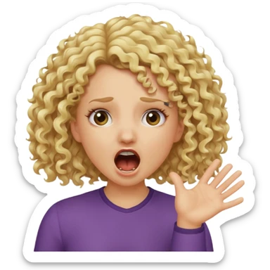 Emoji di ragazza bionda riccia che urla ma non è spaventata e mette una mano in faccia sticker