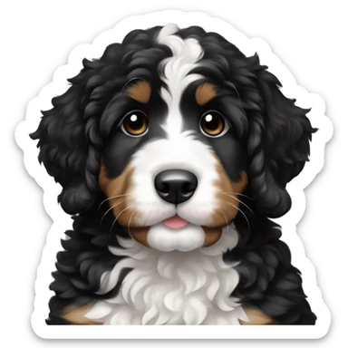 Black and white bernedoodle puppy sticker