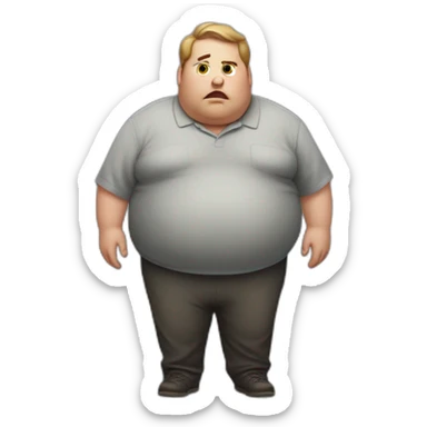morbidly obese man sticker