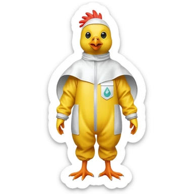Chicken wearing a hazmat suit sticker
