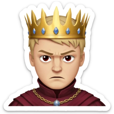 Joffrey Baratheon angry  from Games of throne character face only younger sticker