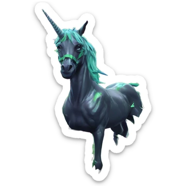 420 .Zombie_ Vaporwave black holographic oilslick zombie unicorn smoking yellow caution tape hemp leaves Pegasus hemp plants sticker