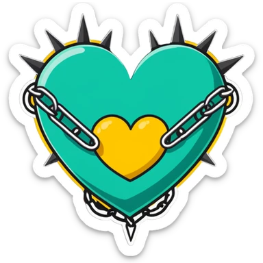dark punk heart with chains and spikes sticker