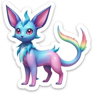 Rainbow crystalic Shiny pastel Nebulae Salandit-Glaceon-Sylveon-Espeon-Vaporeon-Noibat-Fakémon-hybrid-creature (full body)  sticker