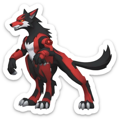  Cool Edgy Black Red Digimon-Fakemon-Wolf full body sticker