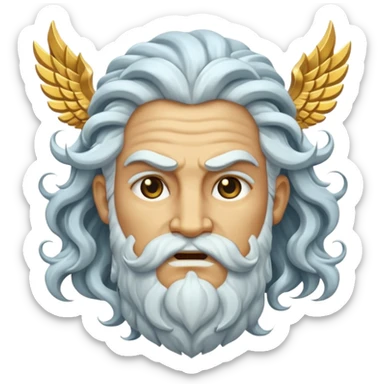 Gates of Olympus slot emoji with a dramatic Zeus face, thunderclouds, and ornate gold details sticker