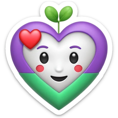 Haz un emoji de corazón blanco siendo atravesado por una flecha verde “💘” como este y que arriba tenga un pequeño corazón lila como este: 💕 sticker