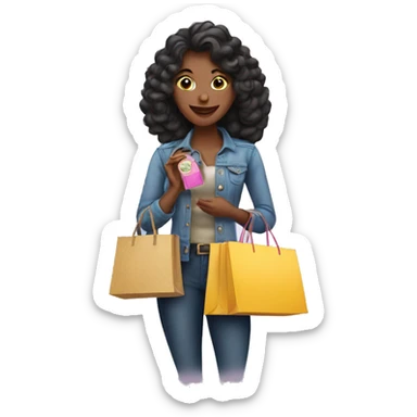 Woman with perfume and shopping bags  sticker