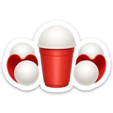 a couple red cups and white ping pong balls sticker