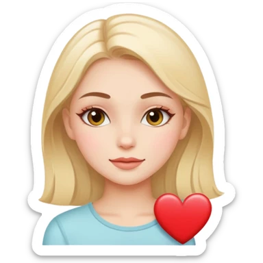 An aesthetic girl with a clean face and delicate shades advertises a sticker pack cosmetics with emotions of love sticker