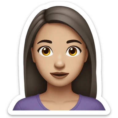 teenage girl with straight brown hair, light skin, freckles, brown eyes, dark eyebrows, and medium lips sticker