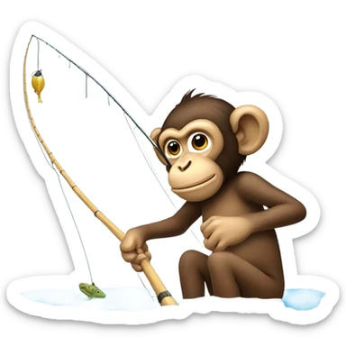 Monkey fishing  sticker
