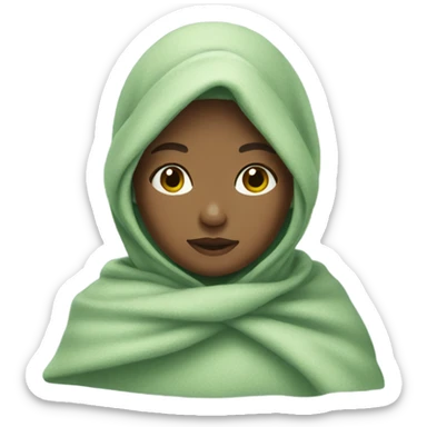 A girl wearing a sage green blanket  sticker