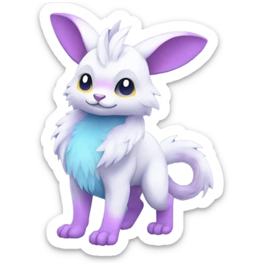 Cute cool white blue purple pink animal hybrid Fakemon full body sticker