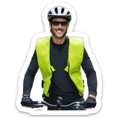 trottinette homme chauve yellow safety vest sticker