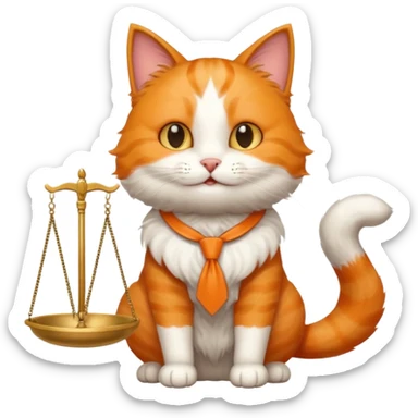 happy cat with the scales of justice sticker
