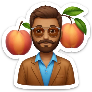 Créer emoji de un homme derrière une pêche avec un lit homme brun avec une barbe  et un lit  sticker