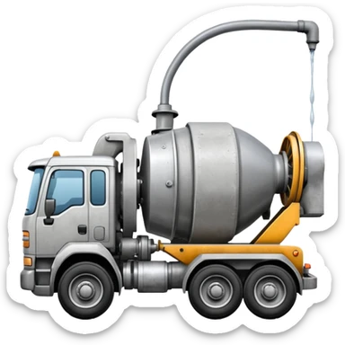 Generate an emoji where the concrete mixer delivers concrete to the disassembled concrete pump sticker