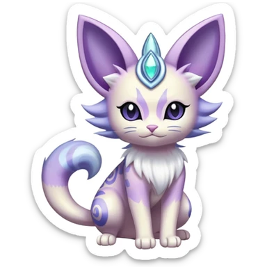 Shiny Exotic Cute Adorable Majestic Meowth-Espeon-Purrloin-Mew-Meowstic-Hybrid-Creature with pattern-markings sticker