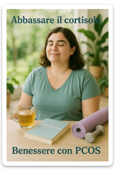 Donna con pcos che abbassa il suo cortisolo immagine realistiche in italiano sticker