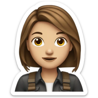 girl with brown hair journalist sticker