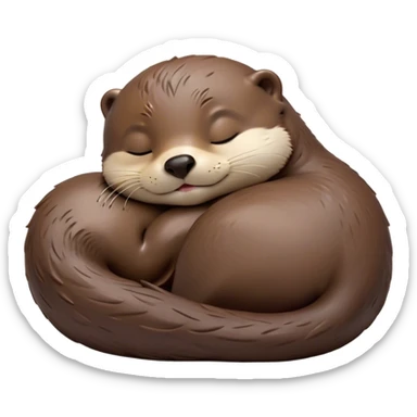 Meme-Worthy Cute Sleeping Otter Portrait Emoji, Head resting peacefully with a contented smile, showcasing a sleek, streamlined build and a luxuriously soft brown Fur, eyes shut in a serene, restful nap, Simplified yet hilariously adorable features, highly detailed, glowing with a soft, drowsy light, high shine, relaxed and utterly lovable, stylized with an air of playful laziness, bright and heartwarming, soft glowing outline, capturing the essence of a comically sleepy otter, so meme-worthy it feels like it could instantly become the next viral sensation of adorable slumber! sticker