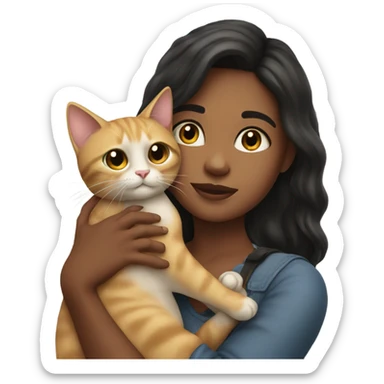 Beatiful girl with a cat  sticker