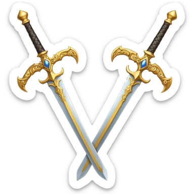 Two Golden royal swords with gold blades and gold handel sticker